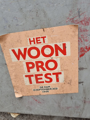 Street sticker НЕТ WOON PRO TEST DE DAM 12SEPTEMBER 2021 14:00