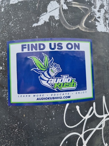 Street sticker Amsterdam FIND US ON audio Rush LEARN MORE EDUCATE ENJOY AUDIOKUSHHQ.COM