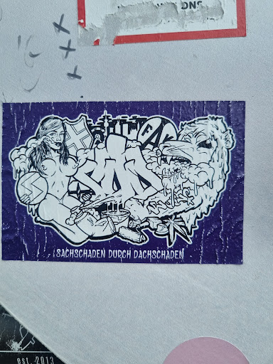 Street sticker ONS xxx SACHSCHADEN DURCH DACHSCHADEN est. 2013