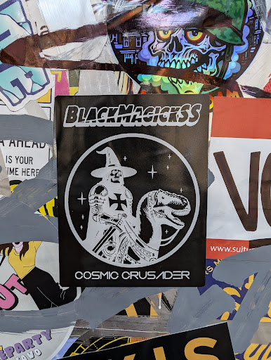 Street sticker BLACKMAGICESS il ANEAD IS YOUR IME HERE V www.suit COSMIO CRUSADER S M UT EPARTY RAVO 15