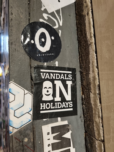 Street sticker O POINTZERO VANDALS N HOLIDAYS M HIGH