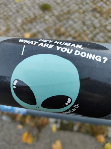 Street sticker Berlin HEY HUMAN, WHAT ARE YOU DOING? SEarth