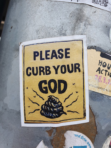 Street sticker HOU ACTI 28.3.2 PLEASE www.housing-aution CURB YOUR GOD und Orte: WWW