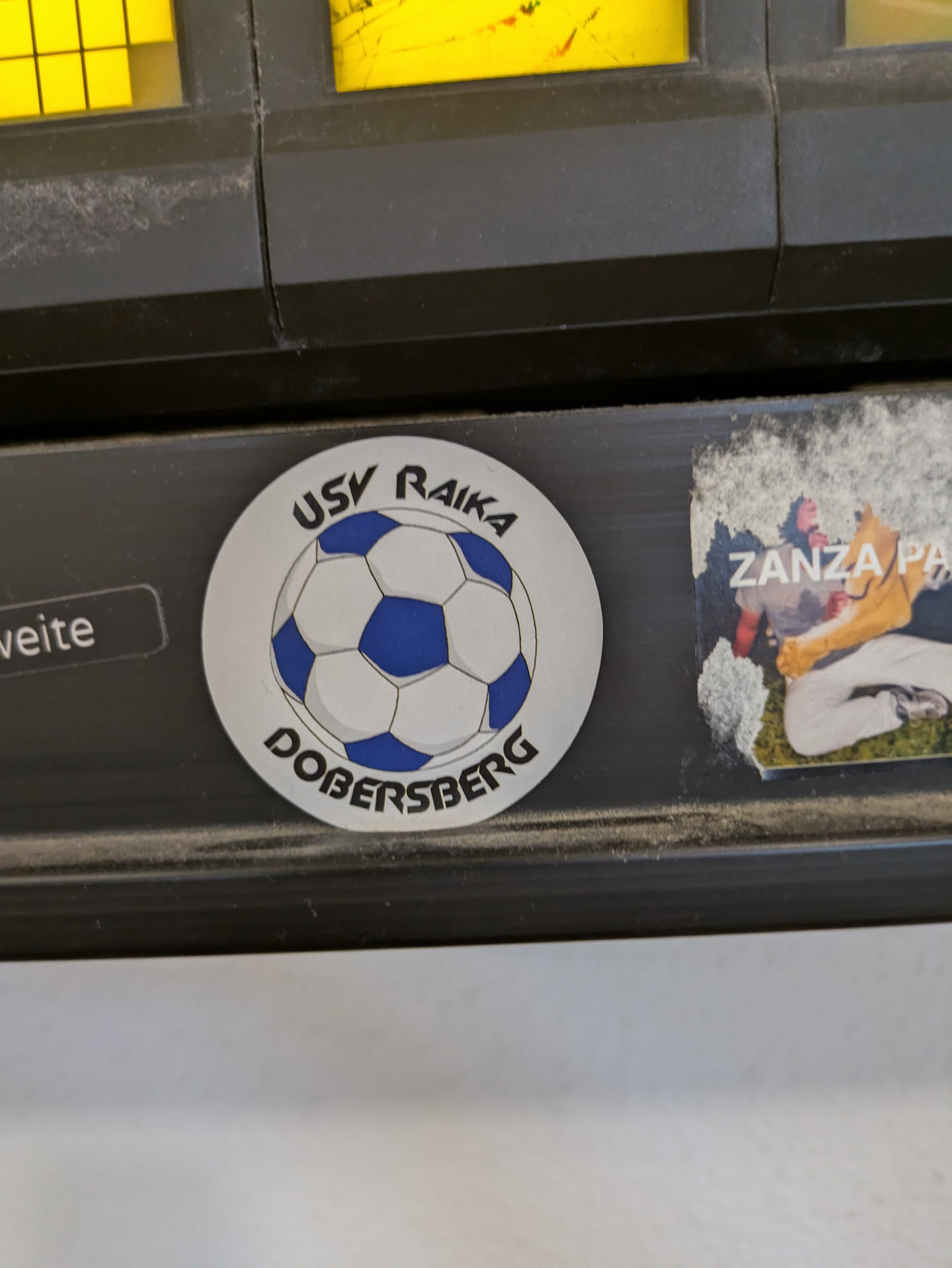 This sticker features a soccer ball, surrounded by the words 'USV RAIKA' at the top and 'DOBERSBERG' at the bottom. It appears to be a promotional item or emblem for the soccer club USV Raika Dobersberg.