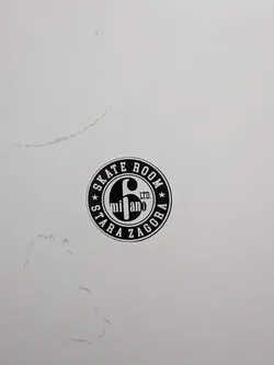 Street sticker A round monochrome sticker. The outer border reads 'SKATE ROOM' and 'STARA ZAGORA' with star accents. The center features a large stylized '6', 'LTD.', and 'milano'.