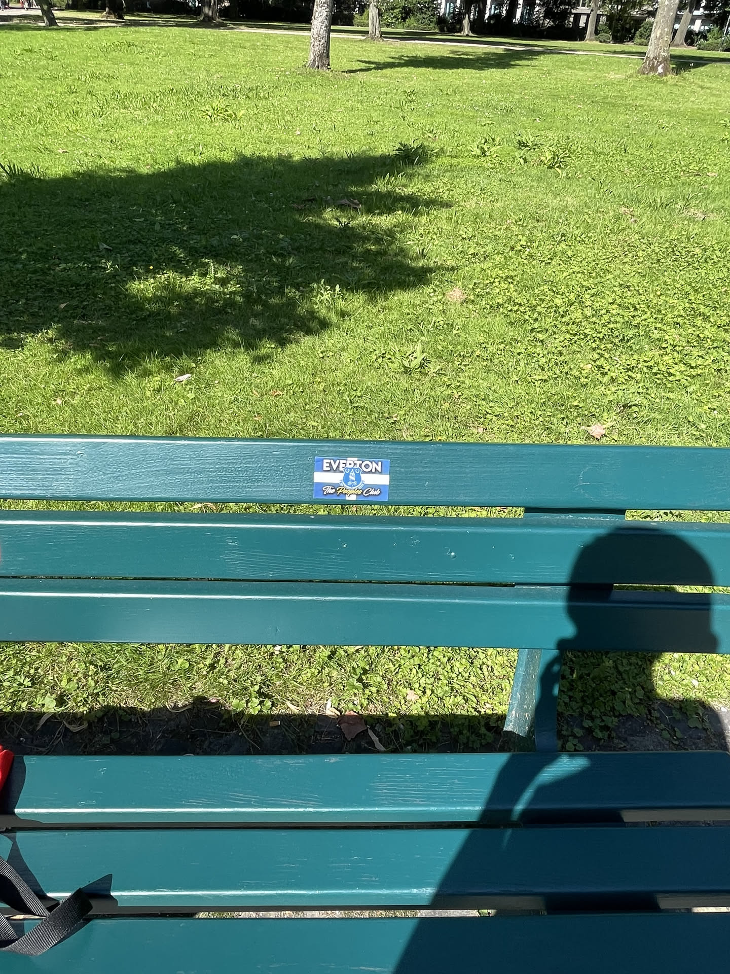 A rectangular sticker featuring the Everton Football Club logo. The sticker has a dark blue background. At the top, the word 'EVERTON' is written in bold white capital letters. Below this, a white crest, which appears to be Prince Rupert's Tower, is prominently displayed. Underneath the crest, the phrase 'The People's Club' is written in a stylized white script font. The sticker has a clean, official appearance.