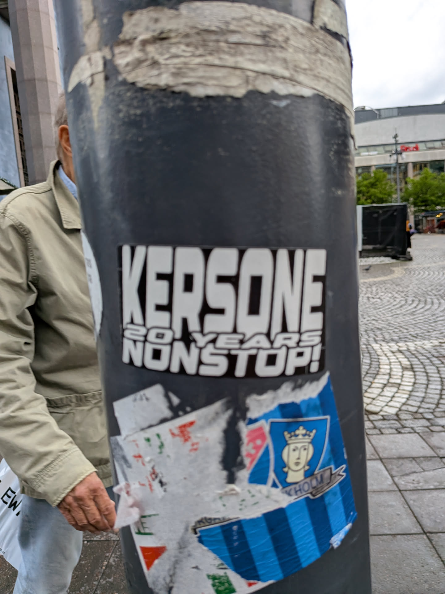 A rectangular black sticker featuring bold white typography. It displays 'KERSONE' in tall block letters above '20 YEARS NONSTOP!' in a wide sans-serif font.