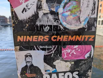Street sticker A rectangular black sticker featuring the text 'NINERS CHEMNITZ' in a bold, orange-to-yellow gradient font.