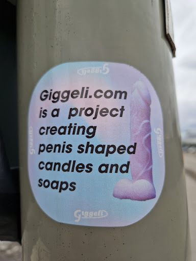 Street sticker Stockholm 5 Giggeli.com is a project creating Green GrassiD penis shaped candles and soaps GiggelD