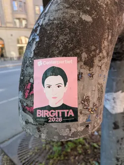Street sticker Rectangular pink sticker featuring a stylized portrait of a woman. Includes the 'Centerpartiet' logo at the top and 'BIRGITTA 2026' at the bottom.