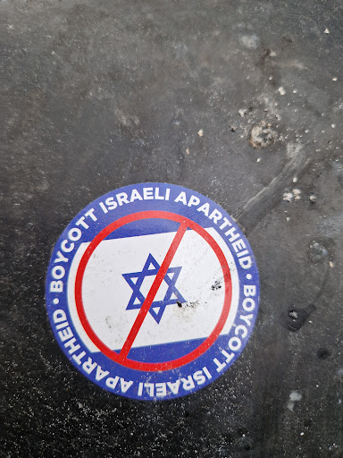 Street sticker BOYCOTT ISRAELI APARTHEID APARTHEID ISRAELI BOYCOTT