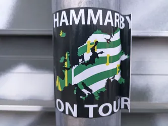 Street sticker A sticker featuring a stylized map of Europe with the Hammarby IF logo. The text 'Hammarby' and 'On Tour' are prominently displayed.