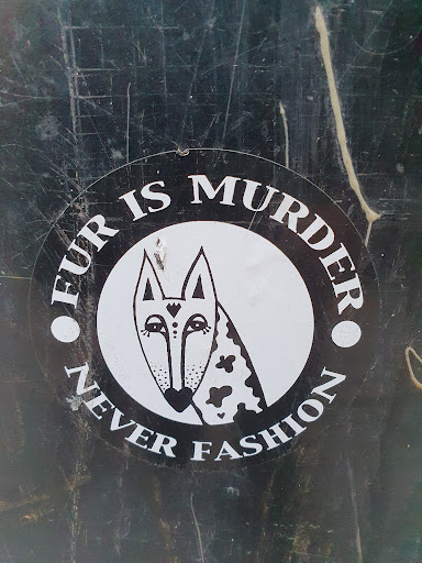 Street sticker Stockholm Fur is murder Never fashion