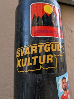 Street sticker A die-cut sticker featuring the Swedish text 'SVARTGUL KULTUR' in bold yellow font on a black background with a yellow outline.