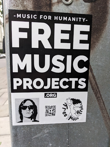 Street sticker -MUSIC FOR HUMANITY- FREE MUSIC PROJECTS .ORG Free Project MUSIC <a class="a-tag" href="https://qr.link/ja3FZz">https://qr.link/ja3FZz</a>