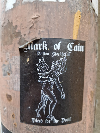 Street sticker Mark. of Cain Tattoo Stockhofm Bleed for the Devil