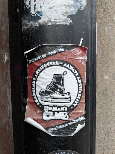 Street sticker Stockholm Antifascist Punk-Sha SOMETIMES ANTISOCIAL NOMAN'S Oi! I ALWAYS ANTIFASCIST CLUB xxpr https://www.linktr.ee/nomansclb