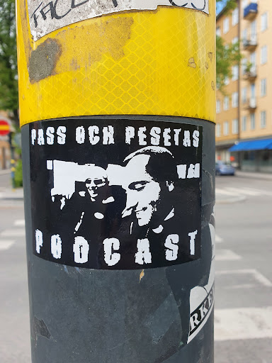 Street sticker PASS OCH PESETAS PODCAST