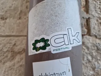 A sticker featuring the stylized letters "CK" with a small green flower-like design next to it. The words "FESTIVAL" are written under the letters.