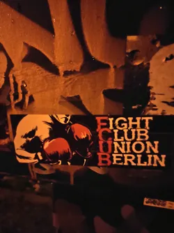 A sticker featuring a boxer and the text "Fight Club Union Berlin".