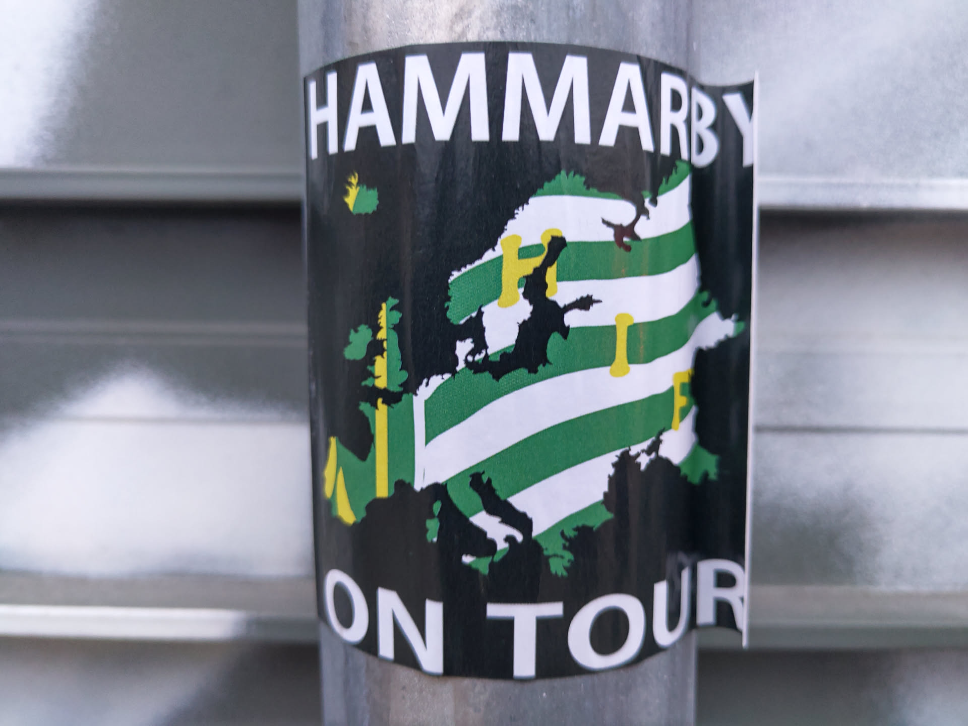 A sticker featuring a stylized map of Europe with the Hammarby IF logo. The text 'Hammarby' and 'On Tour' are prominently displayed.