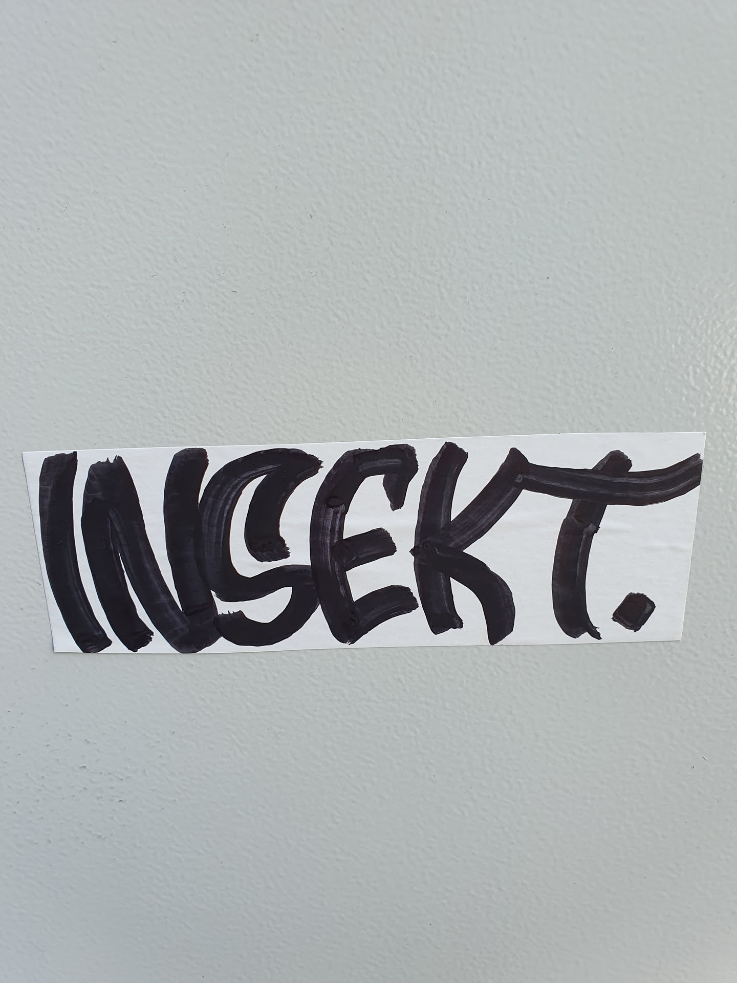 A black and white graffiti sticker with the word INSEKT written in a stylized font. The sticker is rectangular and appears to be hand-drawn.
