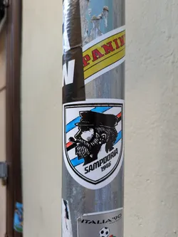 The sticker features the Sampdoria logo which includes a sailor smoking a pipe. The team name and the year 1946 are also present.