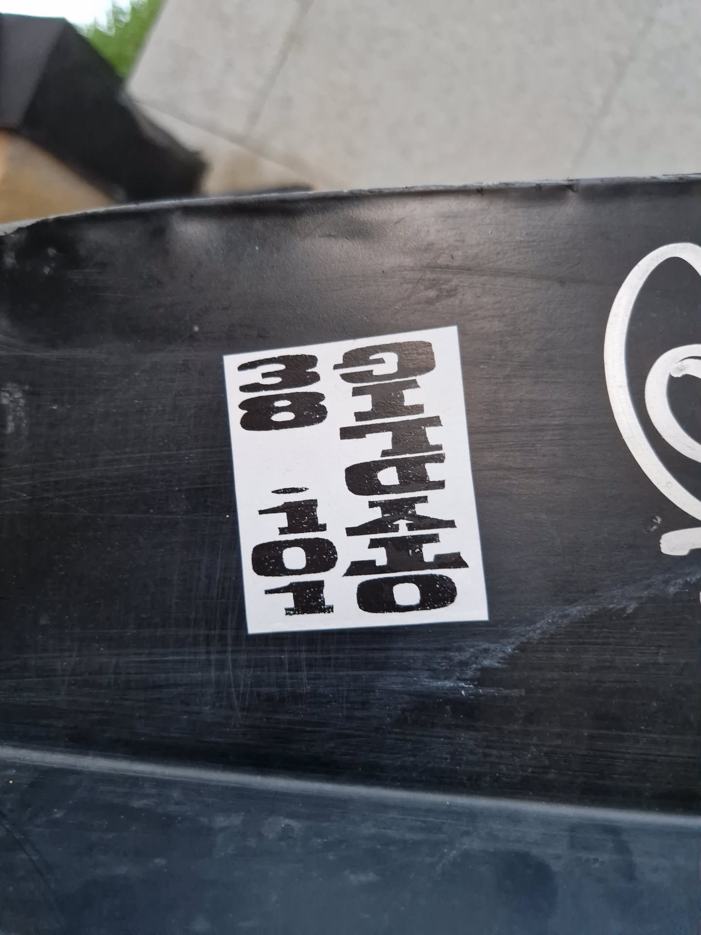 Black and white sticker with the text "30 OHIO 101" vertically stacked. The sticker is affixed to a dark-colored surface.