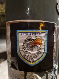 A black sticker featuring a shield with an eagle and the text "Laziali Svedesi".